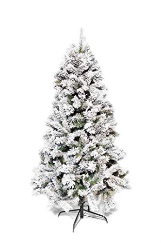 Ciao Snowy Trentino Tree (180 cm) with Metal Base, Green/White