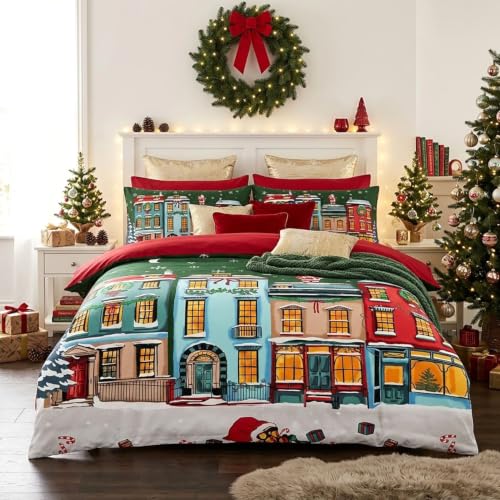 GC GAVENO CAVAILIA Christmas Home Bedding Double Duvet Cover Set - Breathable, Lightweight, Reversible Quilt Cover Set - Soft Touch, Christmas Duvet Cover Double With Pillow Cases, 200x200cm