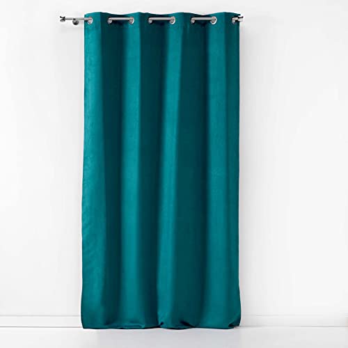 Douceur d'Interieur 140 x 240 cm Metal Eyelet Curtain, Blue