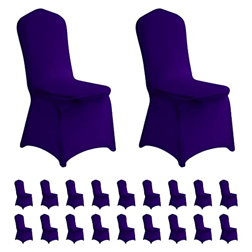 LZY 20pcs Spandex Chair Cover Stretch Slipcovers for Wedding Party, Dining Banquet Chair Decoration Covers (Purple, 20)