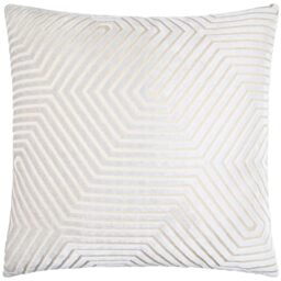 Paoletti Evoke Velvet Cushion Cover – Luxurious Chevron Pattern Decorative Square Cushion Case (Oyster - 55x55cm)