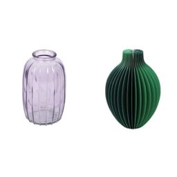 Talking Tables Lilac Glass Bud Vase for flowers, s & Talking Tables Grüne Wabenpapier-Vase mit Glasfläs Table Decor Bundle