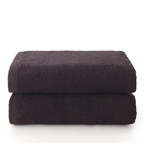 Top Towel - Plus - Large Bath Towels - Bathroom Towels - 2 Face or Bidet Towels - 30 x 50 cm - 100% Cotton - Black