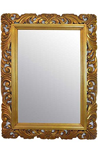 "FRAMES BY POST 4FT X 3FT (122cmx92cm) Large Gold Hairdressors Salon Carved Solid Wood Frame Beautiful Antique Design Ornate Shabby Chic Over Mantle Big Wall 24"" x 36"" Mirror Glass Size"