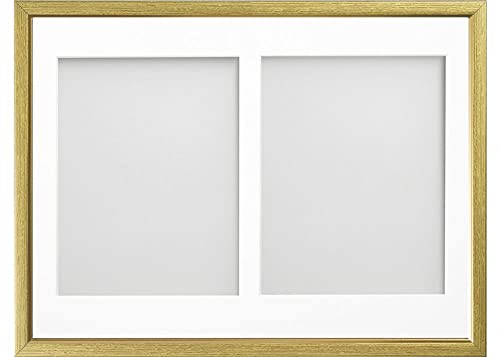 Frame Company Drayton Multi Aperture Photo Frame, Gold with Gold Inset, 16x12 for 9x7 inch (x2)