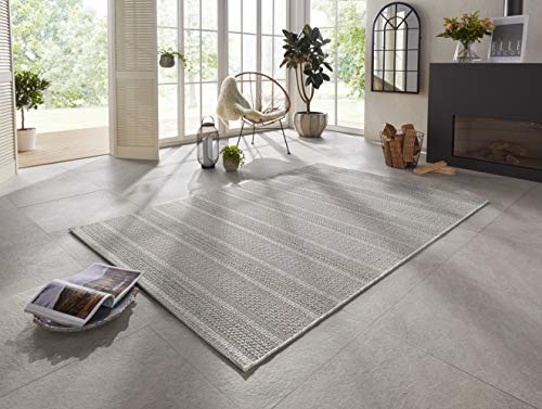Elle Decor Arras Hand Made Flat Woven Indoor/Outdoor Rug, 120 x 170 cm, Grey, grey, 160x230 cm