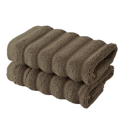 BERIBO Cloud Turkish Towel Set 100% Cotton 620gsm (Truffle Brown, 2 Face Flannels)