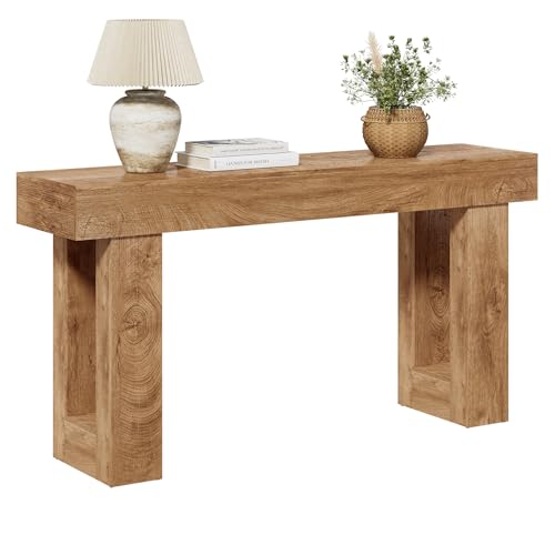 LITTLE TREE 160cm Long Console Table for Entryway, Sofa Table Behind Sofa, Wood Entrance Table, Hallway Table, Industrial Console Table for Living Room, Oak