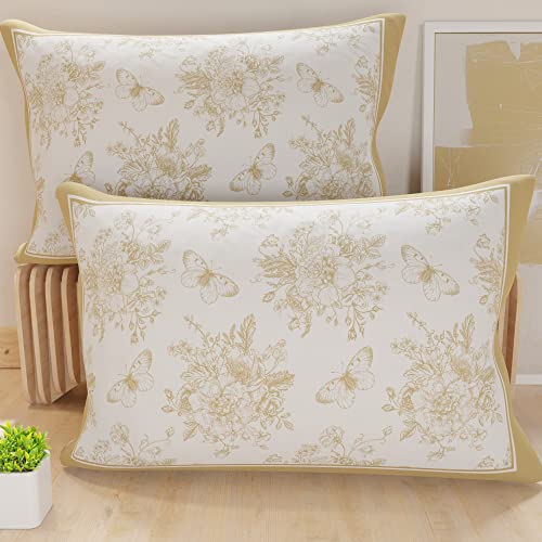 PETTI Italian Artisans - Pair of 80x50 cm Microfiber Cushion Covers, Decorative Pillows for Bedroom, Sofa, Living Room, Set of 2 Cushion Covers, Botanic 03 Dove Grey Pillow Case, 100% Made in Italy