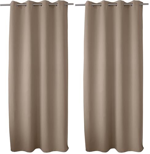 ED ENJOY HOME Blackout Curtain, Polyester, Natural, 240x140 cm (Pack of 2)