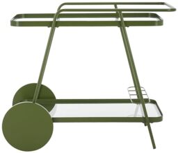 Safavieh Modern 2 Tier Bar Cart, in Green, 91 x 47 x 76