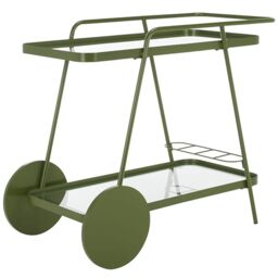 Safavieh Modern 2 Tier Bar Cart, in Green, 91 x 47 x 76