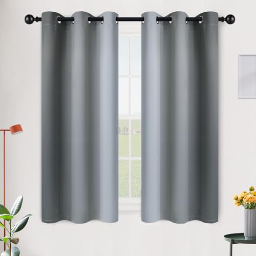 SimpleHome Ombre Room Darkening Curtains 54 inches Length for Bedroom,Grommet Gradient Light Blocking Grey Gradient Window Curtains for Living Room,2 Panels, 42x54 inches
