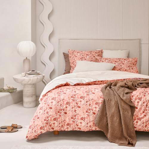 ESSIX Cotton Percale Duvet Cover, 260 x 240 cm, Gloria, Pink