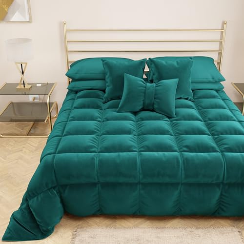 PETTI Artigiani Italiani - Soft and Warm Velvet 350gsm Double Duvet Reversible Double Duvet 260 x 270 cm Ottanium 100% Made in Italy