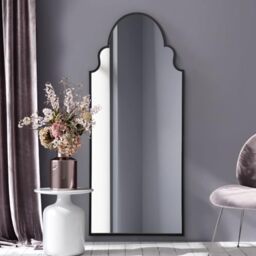 "MirrorOutlet The Arcus - Black Framed Modern Full Length Arched Leaner Wall Mirror 79"" X 33"" (200CM X 85CM) Silver Mirror Glass with Black All weather Backing"