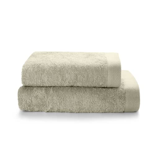 SWEET HOME – Bath Towels and Bidet in OEKO-TEX Certified Cotton Terry and Recycled Yarns, Set with Bath Towel 50 x 100 cm and Guest Towel 40 x 50 cm, Soft, Absorbent and Durable