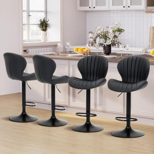 COLAMY Breakfast Bar Stools Set of 4, Modern Swivel Kitchen Bar