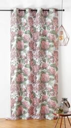 Linder Floral/Nature Style Curtain with Rifle Cannon Eyelets - Duck Egg Pink and White - Dimensions 140 x 240 cm - 87% Polyester 12% Cotton 1% Other Fibres - Hydrangea Collection
