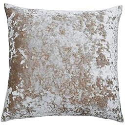 "Riva Paoletti Verona Polyester Filled Cushion Square - Oyster Beige - Velvet Feel - Crushed Velvet Look - Hidden Zip Design - 100% Polyester Case - 55 x 55cm (22"" x 22"" inches) - Designed in the UK"