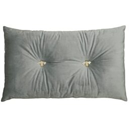 Paoletti Bumble Polyester Filled Cushion – Luxury Ruched Velvet Jewelled Bee Button Decorative Pillow (Silver – 30x50cm)