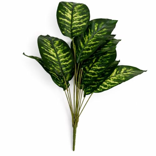 Leaf Artificial Dieffenbachia Caladium Style Stem Plant Large Faux Green Foliage Arrangement