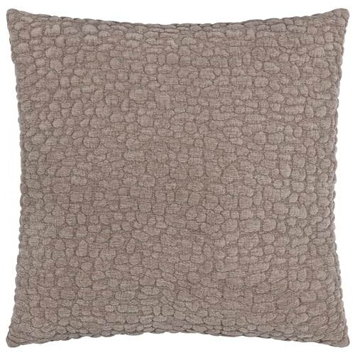 Yard furn Pebble Feather Filled Cushion – Textured Chenille Linen Reverse Neutral Decorative Pillow (Slate – 45x45cm)
