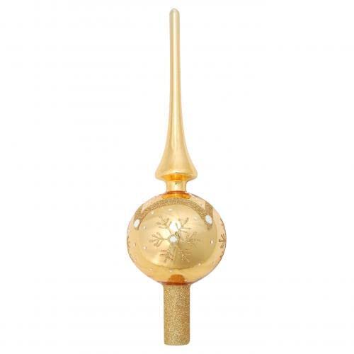 Dekohelden24 Lauschaer Christmas Tree Decoration Shiny Glitter Snowflake Length Approx. 28 cm Gold Shine