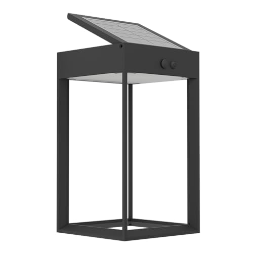 Eglo LED Outdoor wall lamp Suzzara, Rectangular Solar wall Light with Motion Detector, Porch Lighting, Made of Plastic in Anthracite, Neutral White, IP44