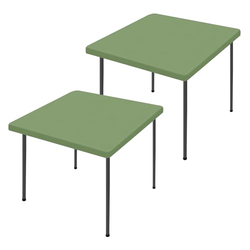"Moosfor Spandex Picnic Table Cloth 2 Pack, Elastic Fitted Tablecloths for Square Tables, Stretch Washable Patio Table Cover for Outdoor, Camping, Banquet and Parties (Sage Green, 34""x34"")"