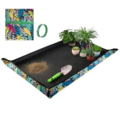 "Extra Large Repotting Mat for Indoor Plant Transplanting and Mess Control 43.5""x 29.5"" Thick Waterproof Potting Mat Succulent Gardening Mat Portable Foldable Potting Tray Unique Gifts for Plant Lovers"