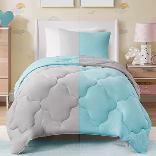 Comfort Spaces Lightweight All Season Down Alternative Cozy Bedding, Sham, fabric, Aqua/Light Gray, Twin/Twin XL