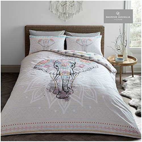 GC GAVENO CAVAILIA Easy Care Ebony Duvet Cover, Reversible Cosy Quilt Bedding Set, Luxury Quality, Natural, Kingsize, Polycotton, King