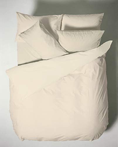 Plain Dyed Cotton Percale Cream 200TC Flat Sheet 210 x 280 cm