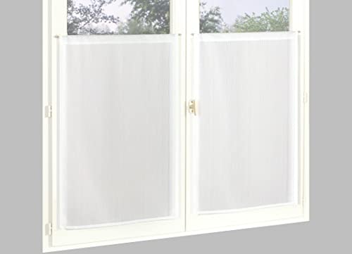 Atout Ciel Pair of Net Curtains 60 x 160 cm White Ready to Hang