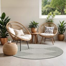 Livabliss Dolly Sevilla Indoor Outdoor Round, Boho – 160 cm, Green & Ivory