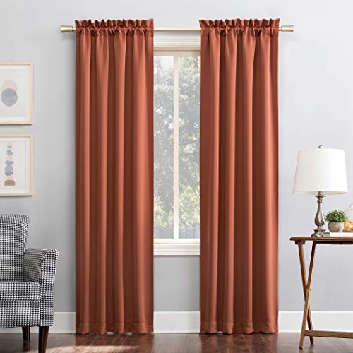 "Sun Zero Easton Energy Saving Blackout Rod Pocket Curtain Panel, 40"" x 63"", Terracotta,One panel"