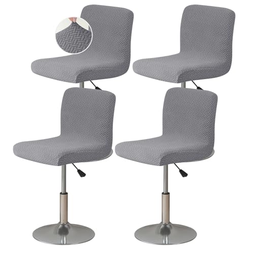 FUANGUI Bar Stool Covers Set of 4, Stretch Bar Stool Chair Cover Slipcovers, Knitted Jacquard Counter Stool Bar Chair Covers for Kitchen Pub Dining Room (Knitted Grey)