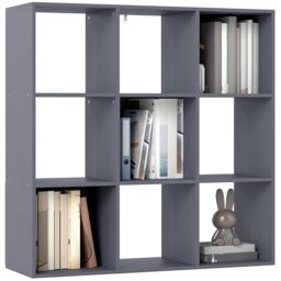 HOMCOM 3 Tier Bookshelf Modern Cube Bookcase 9 Compartments Grey