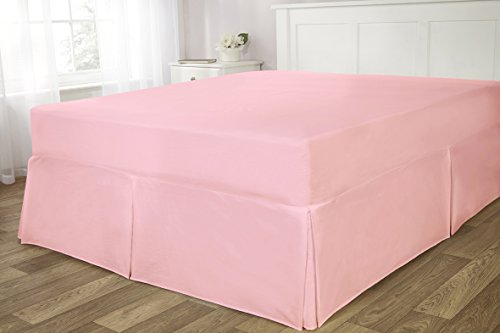Rapport Easycare Non-Iron Pleated Valance Sheet, Polyester-Cotton, Pink, King, 198 x 152 x 1 cm