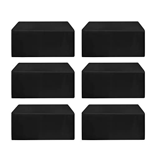 HolidayIdeas Fitted Black Tablecloths - 72 x 30 Inch - 6 Pack Rectangle Tableclothes for 6 Foot Tables, Polyester Fabric Table Cover for Parties, Holiday Dinner, Wedding, Trade Show