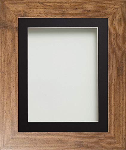 Frame Company Watson Range Rustic 60x50cm Picture Photo Frame with Black Mount for Image 50x40cm *Choice of Sizes* Fitted with Perspex