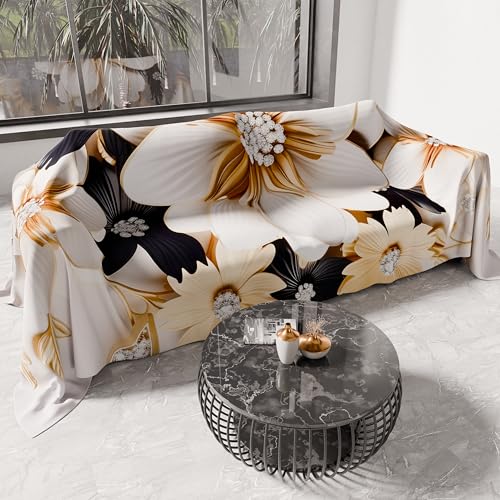 PETTI Artigiani Italiani - Single Bedspread Spring Summer Lightweight Single Blanket, Bedspread, Flower Ceramic 100% Made in Italy