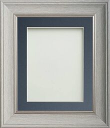 Frame Company Drummond Range Pale Grey 6x4 inch Picture Photo Frame with Blue Mount for Image 4x3 inch * Choice of Sizes* Fitted with Real Glass