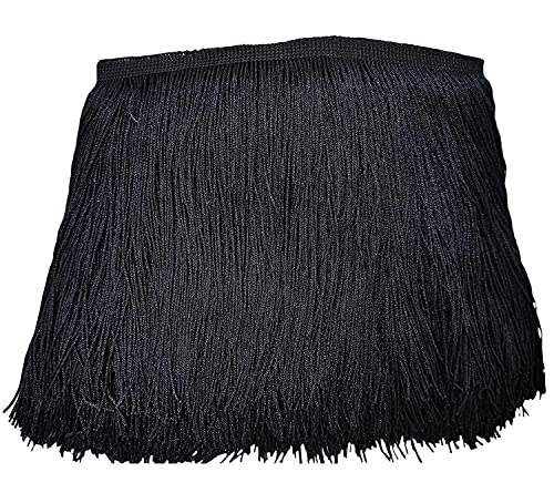 "Lauthen.S 10 Yards of 6"" Chainette Fringe Trim Tassel Sewing Trim for DIY Craft Latin Dress Lamp Shade Decoration Black"