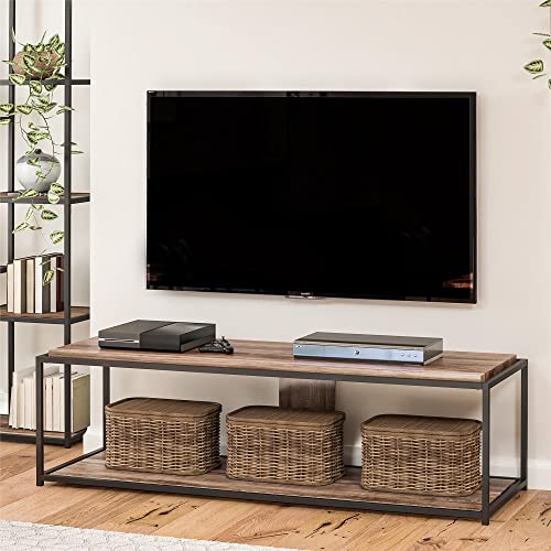 DHP Furniture Quincy TV Stand 65 Inch, Weathered Oak Look
