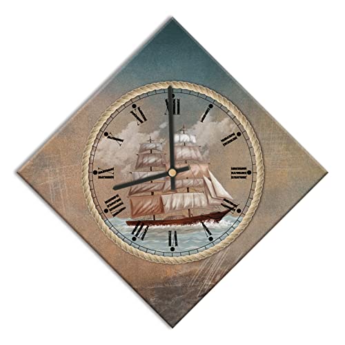 Mareli Shabby Paper Covered Wall Clock - Living Room Kitchen Office Silent Mechanism