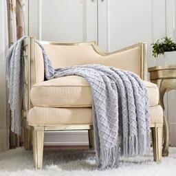 CREVENT Rustic Farmhouse Couch Sofa Throw Blanket for Bedroom Living Room Decoration, Soft Warm Cozy Light Weight for Spring Summer (127cmX152cm Light Grey)