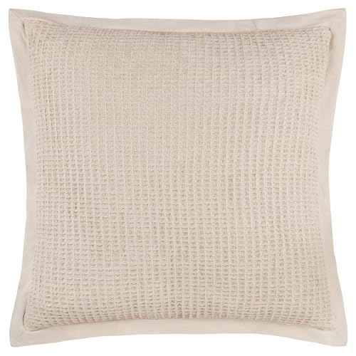 Yard Furn Canopy Waffle Weave Cushion – Polyester Filled Cotton Waffle Oxford Border (Natural – 65x65cm)