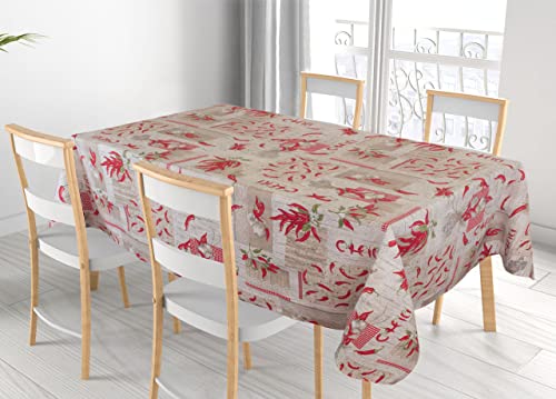BIANCHERIAWEB Tablecloth Kitchen Table Cover 100% Cotton Made Italy Design Chili RP